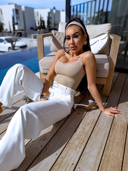 "ELYNDI" боди с кружевной отделкой по краю - БЕЖЕВЫЙ 9693"